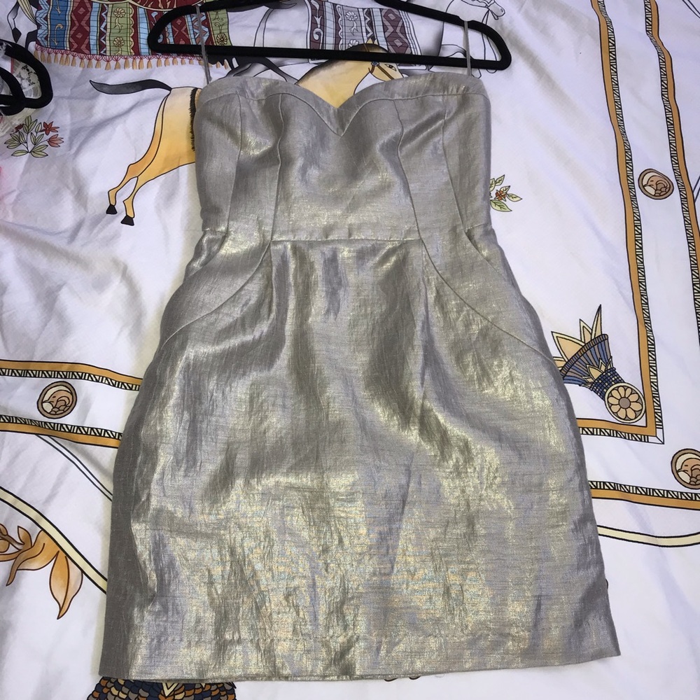 Rebecca Taylor champagne sweetheart midi dress
